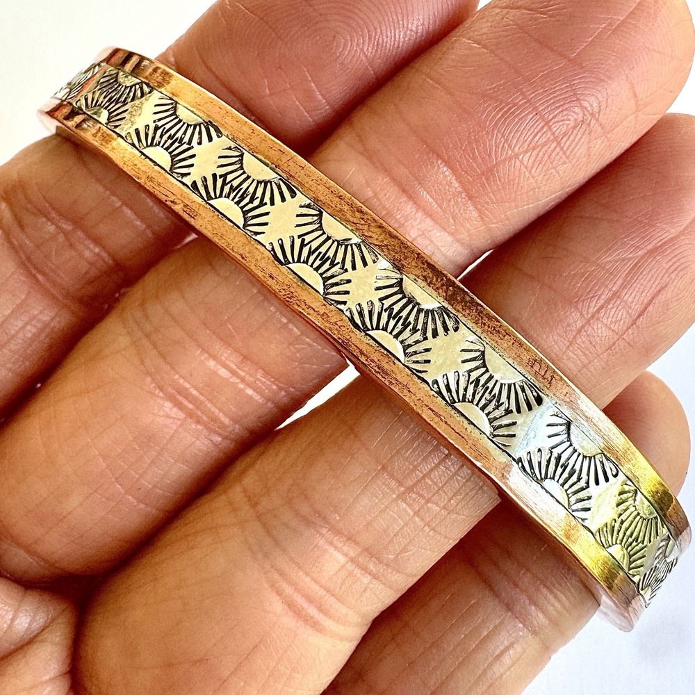 Mens Navajo Sterling Copper Cuff Bracelet 7.5in Signed Secatero Heavy 45g Native